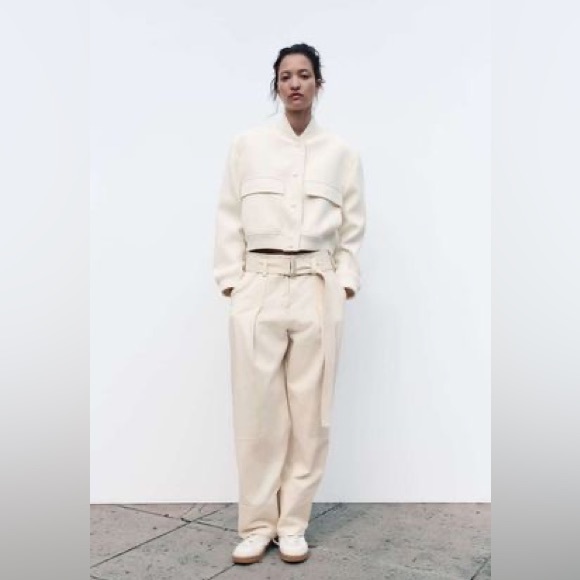 NWT Zara Woman Belted Cotton Pants Size S Small Bloggers Fav - Picture 4 of 9